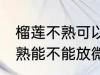 榴莲不熟可以放微波炉加热吗 榴莲不熟能不能放微波炉加热